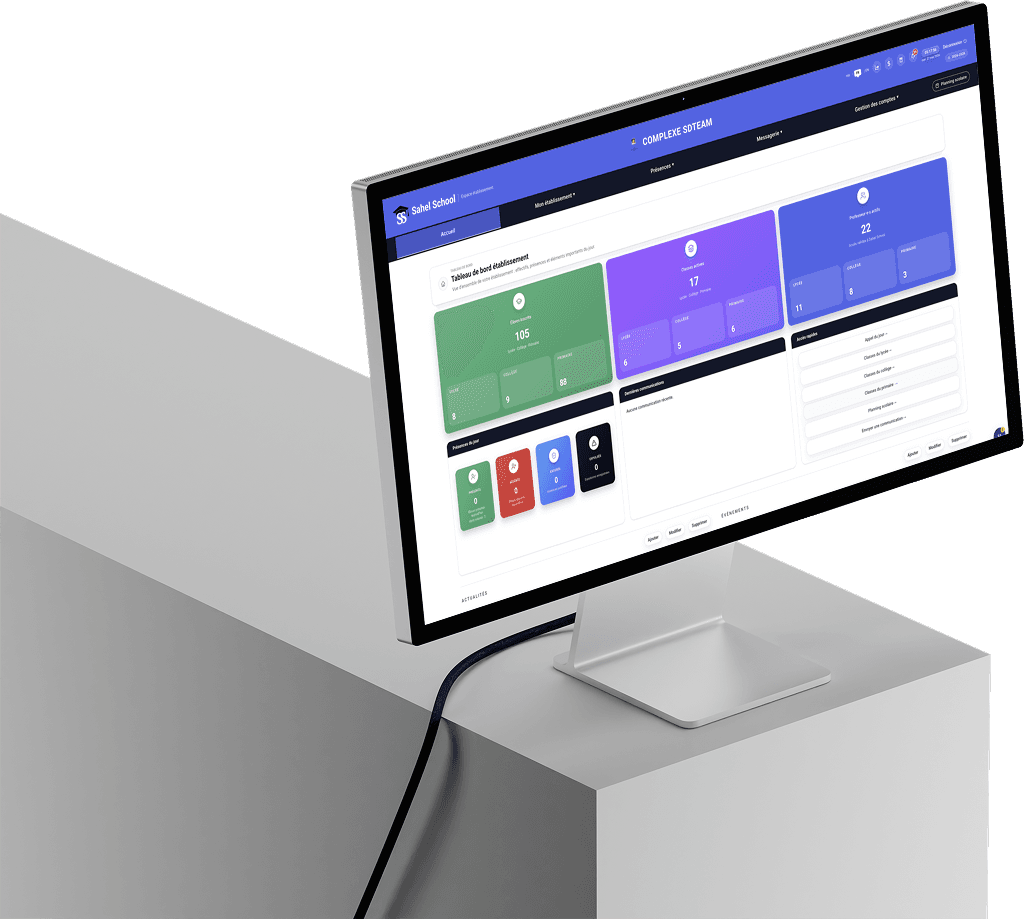Mockup Sahel School sur Studio Display